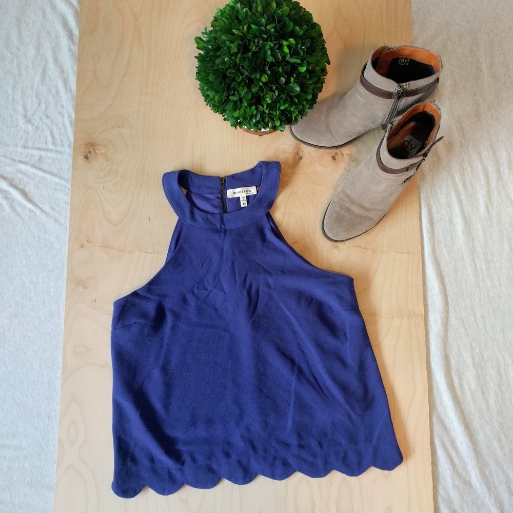 Halter top with scalloped hem